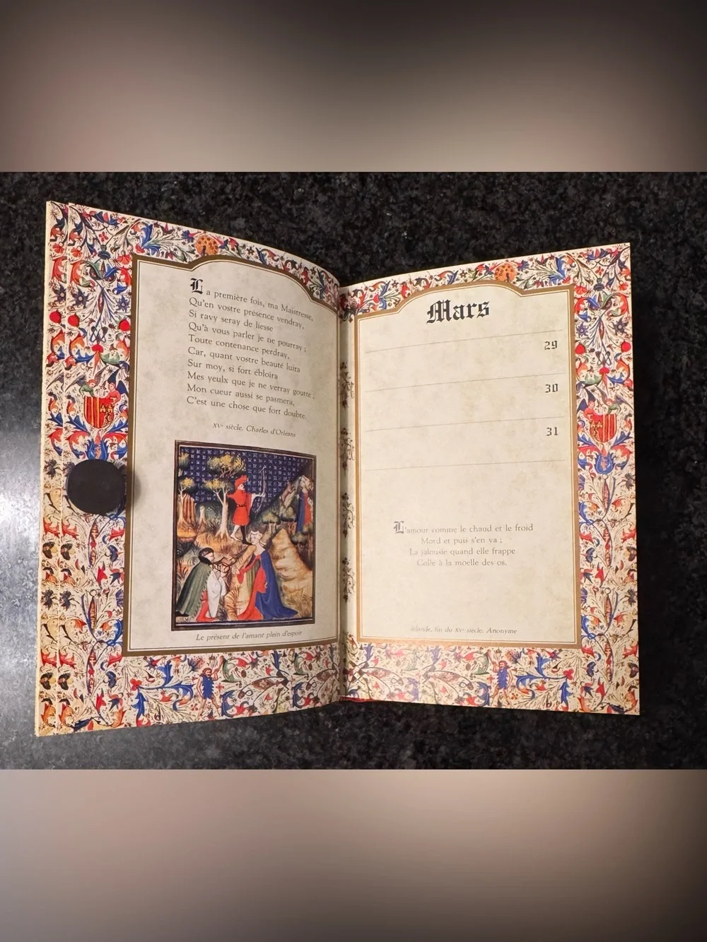 Vintage French Perpetual Calendar Book  Agenda de L'Amour Courtois